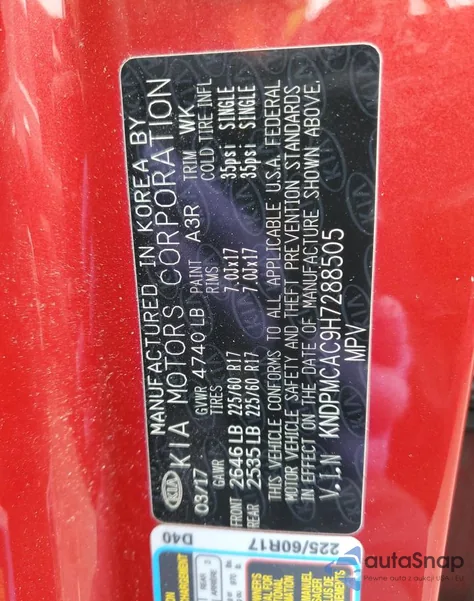 2017 Kia Sportage Lx из США, поврежденный, VIN KNDPMCAC9H7288505